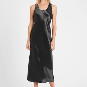 Banana Republic Black Bias Cut Satin Slip Dress -S
